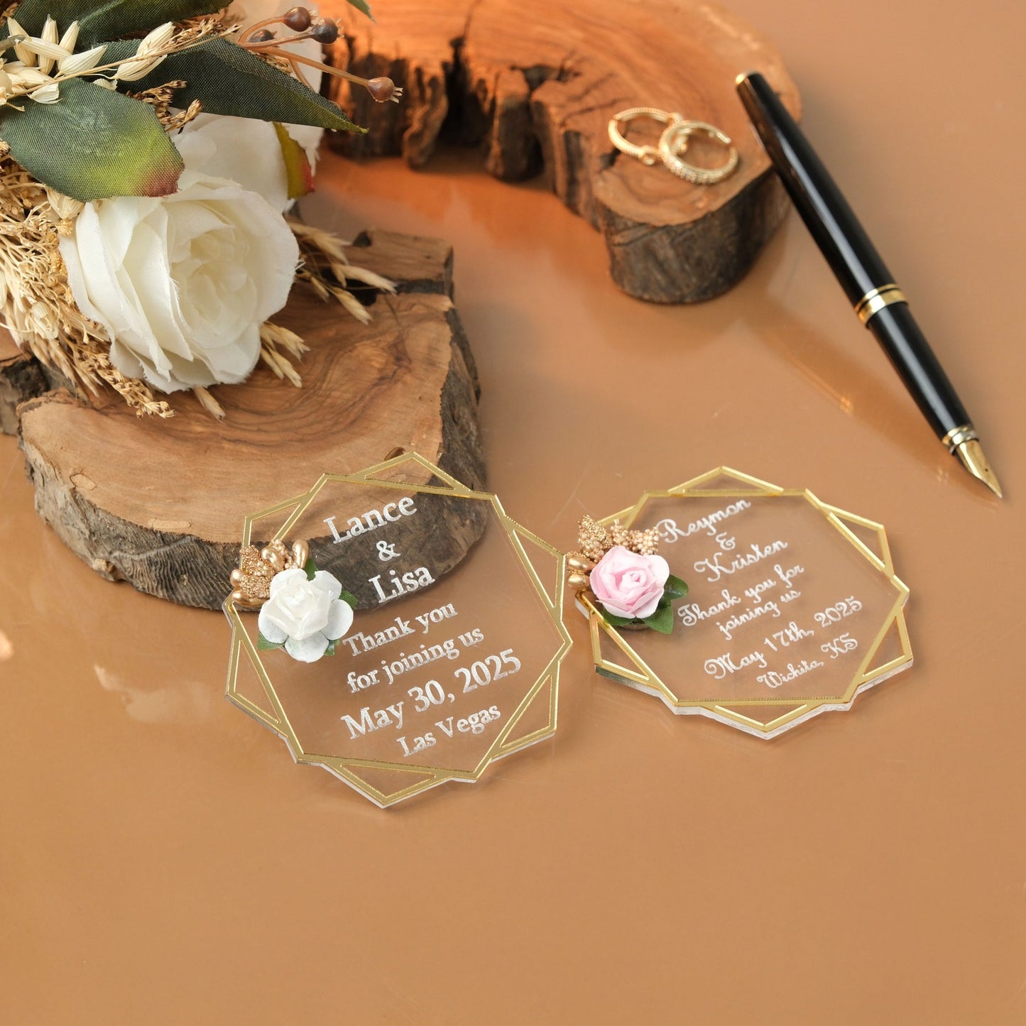 Hexagon Save the Date Magnet & Personalized Invitations Magnet (Pack of 20-300)