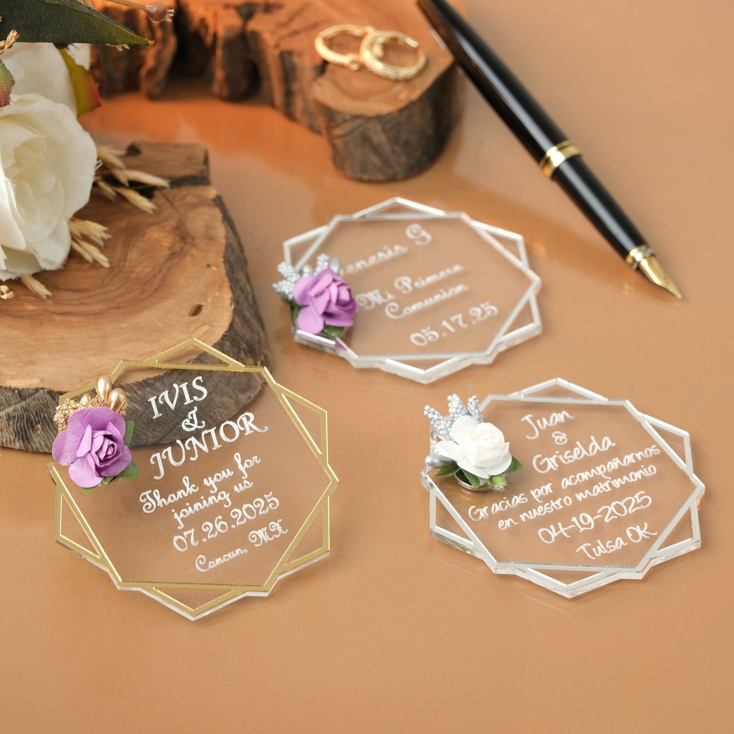 Hexagon Save the Date Magnet & Personalized Invitations Magnet (Pack of 20-300)